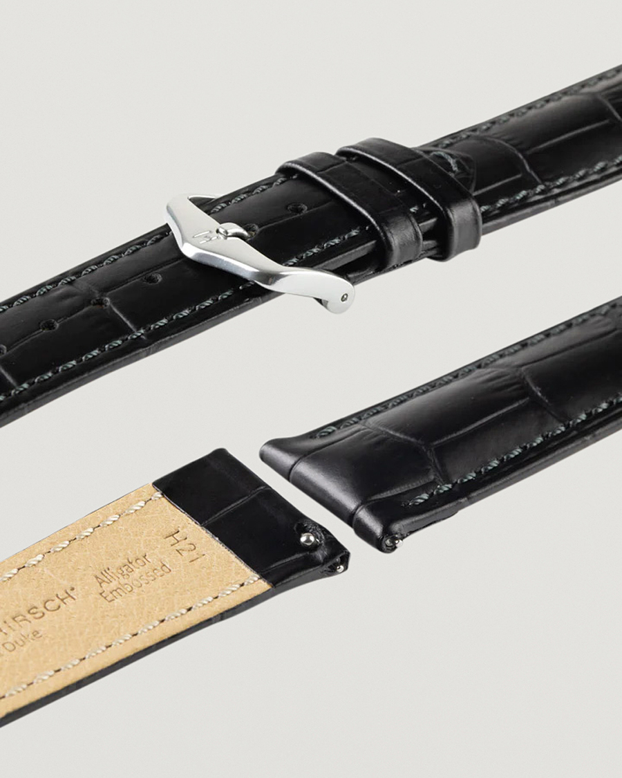 Herr | Klockarmband | HIRSCH | Duke Embossed Leather Watch Strap Black