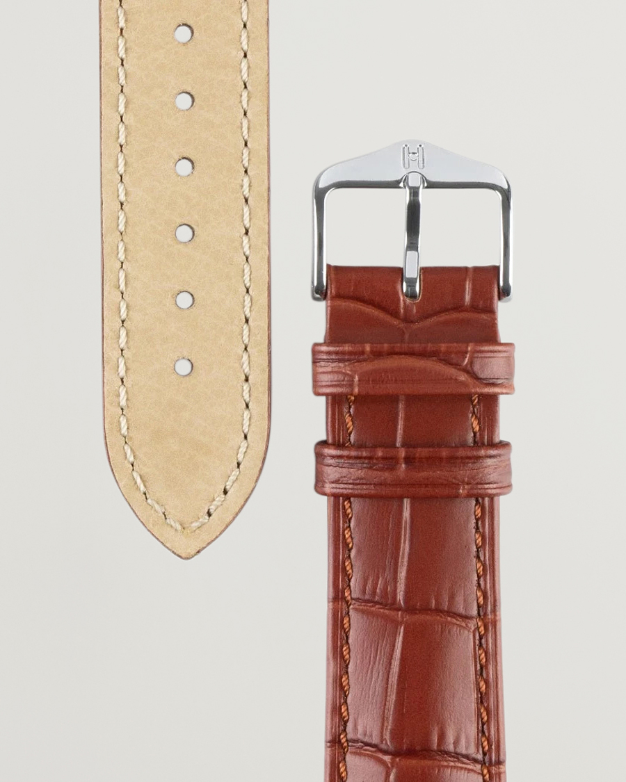 Herr | Klockarmband | HIRSCH | Duke Embossed Leather Watch Strap Golden Brown