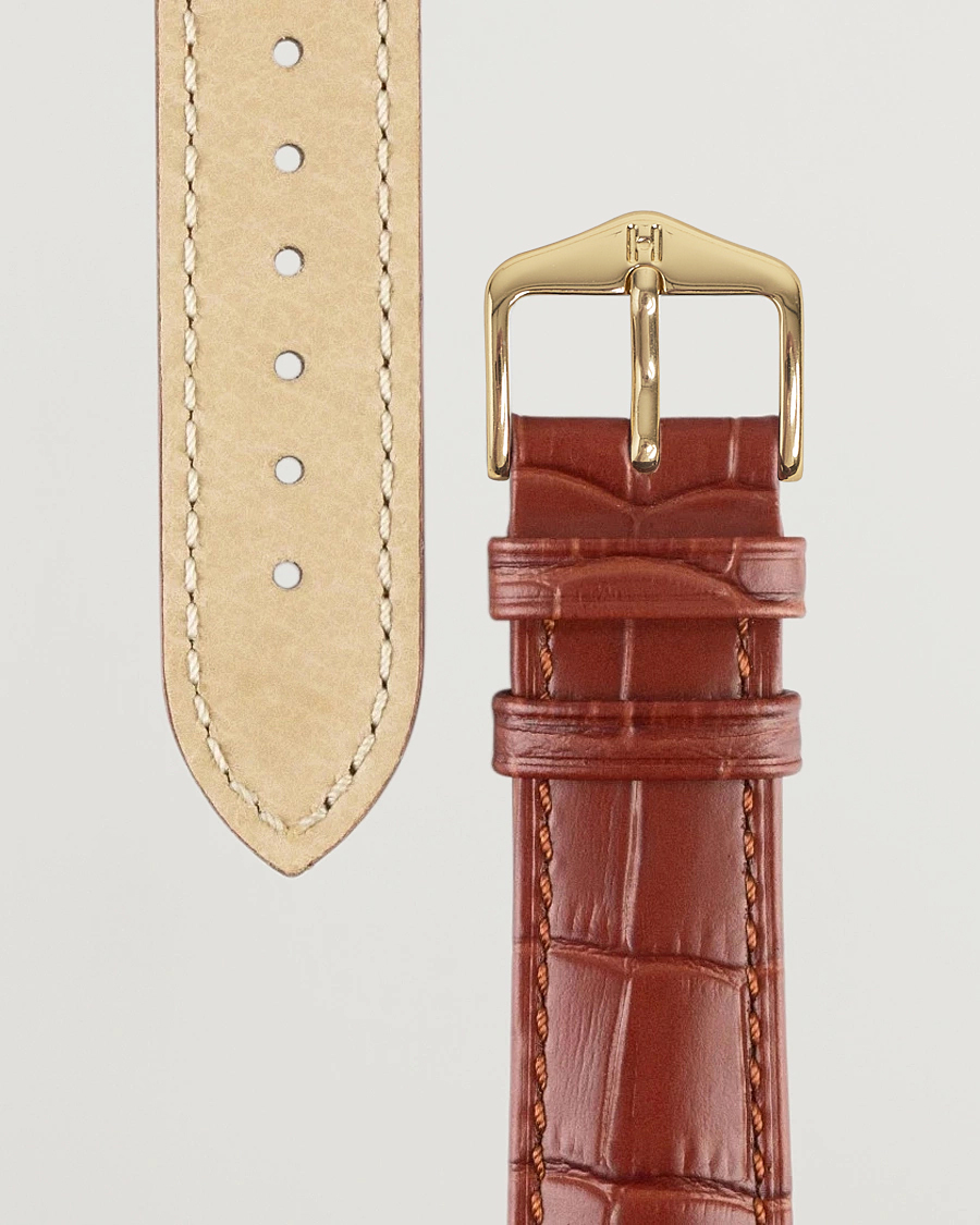 Herr |  | HIRSCH | Duke Embossed Leather Watch Strap Golden Brown