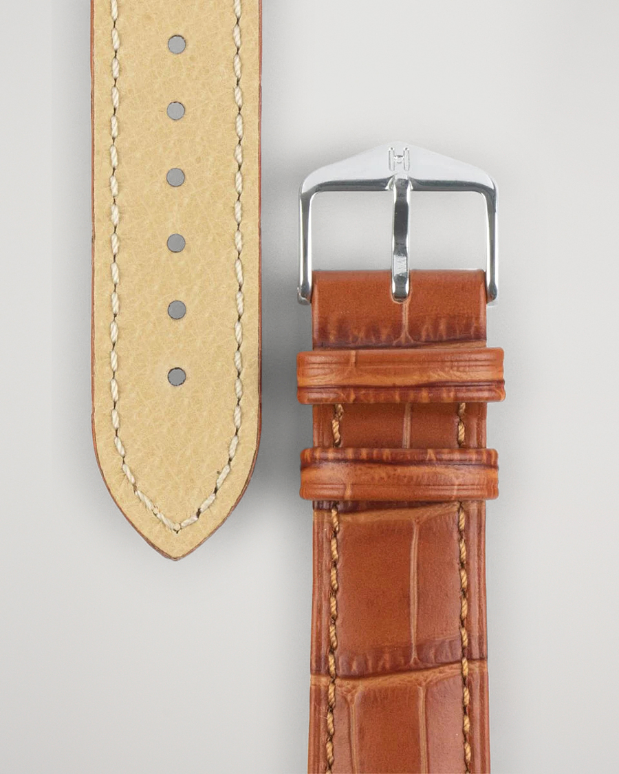 Herr | Klockarmband | HIRSCH | Duke Embossed Leather Watch Strap Honey Brown