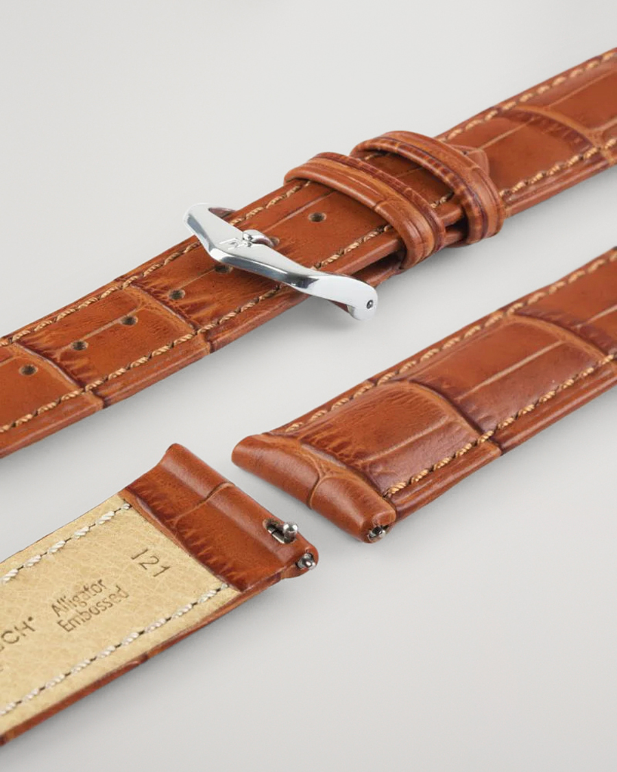 Herr | Klockarmband | HIRSCH | Duke Embossed Leather Watch Strap Honey Brown