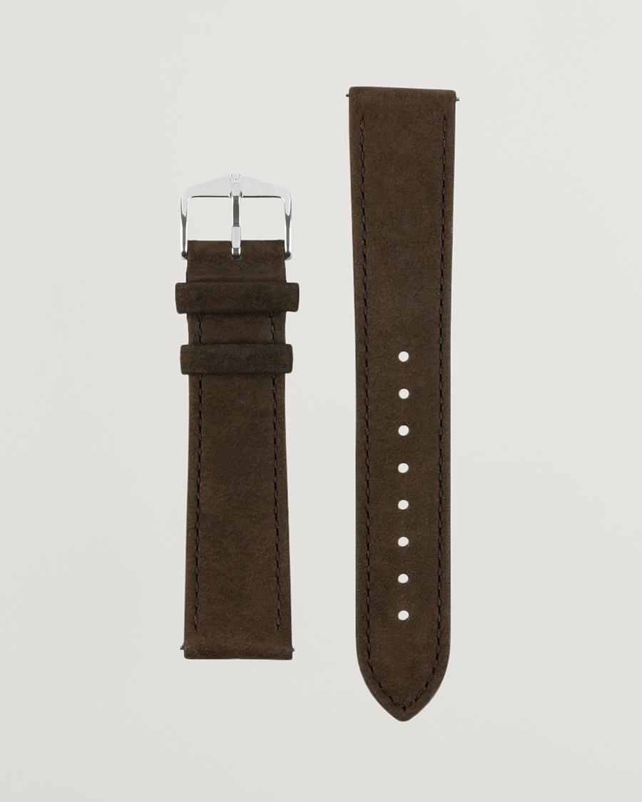 Herr | Klockarmband | HIRSCH | Osiris Calf Leather Nubuck Effect Watch Strap Brown