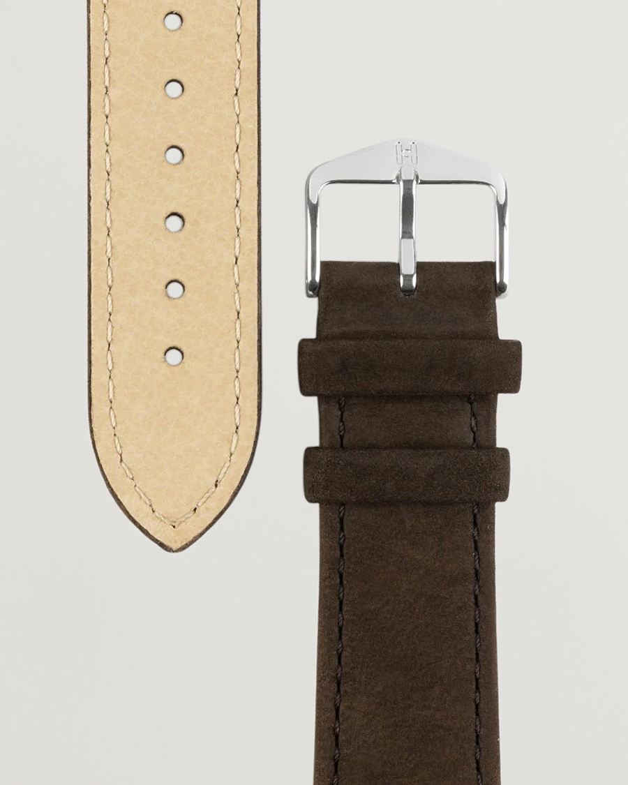 Herr | HIRSCH | HIRSCH | Osiris Calf Leather Nubuck Effect Watch Strap Brown