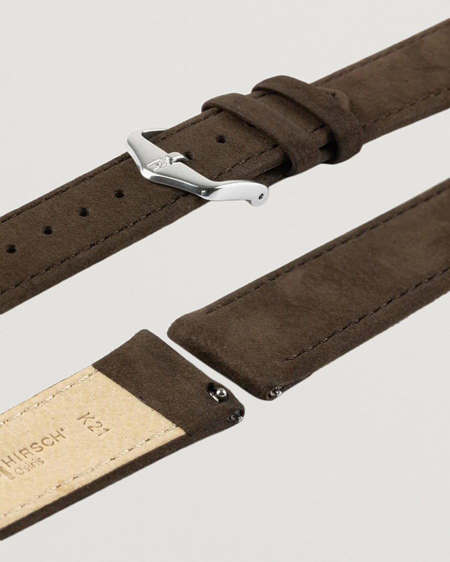 Herr | Klockarmband | HIRSCH | Osiris Calf Leather Nubuck Effect Watch Strap Brown