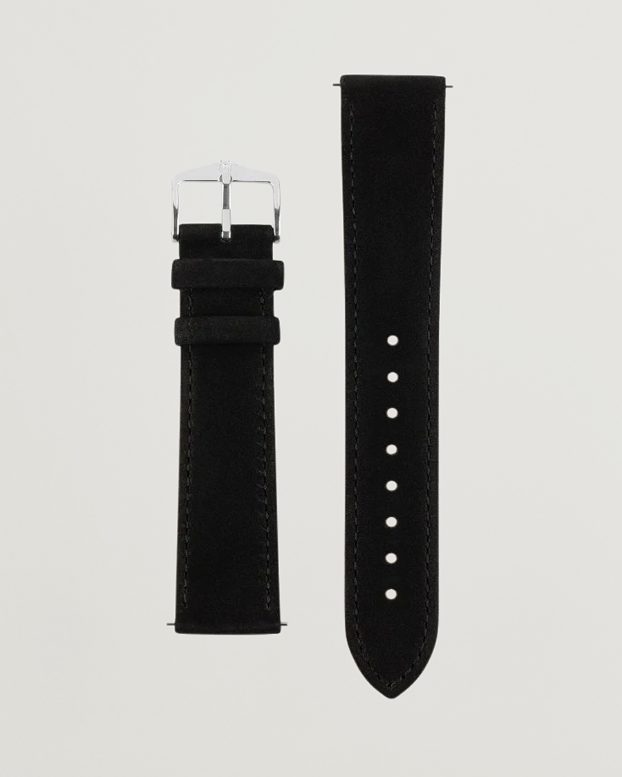 Herr | Klockarmband | HIRSCH | Osiris Calf Leather Nubuck Effect Watch Strap Black