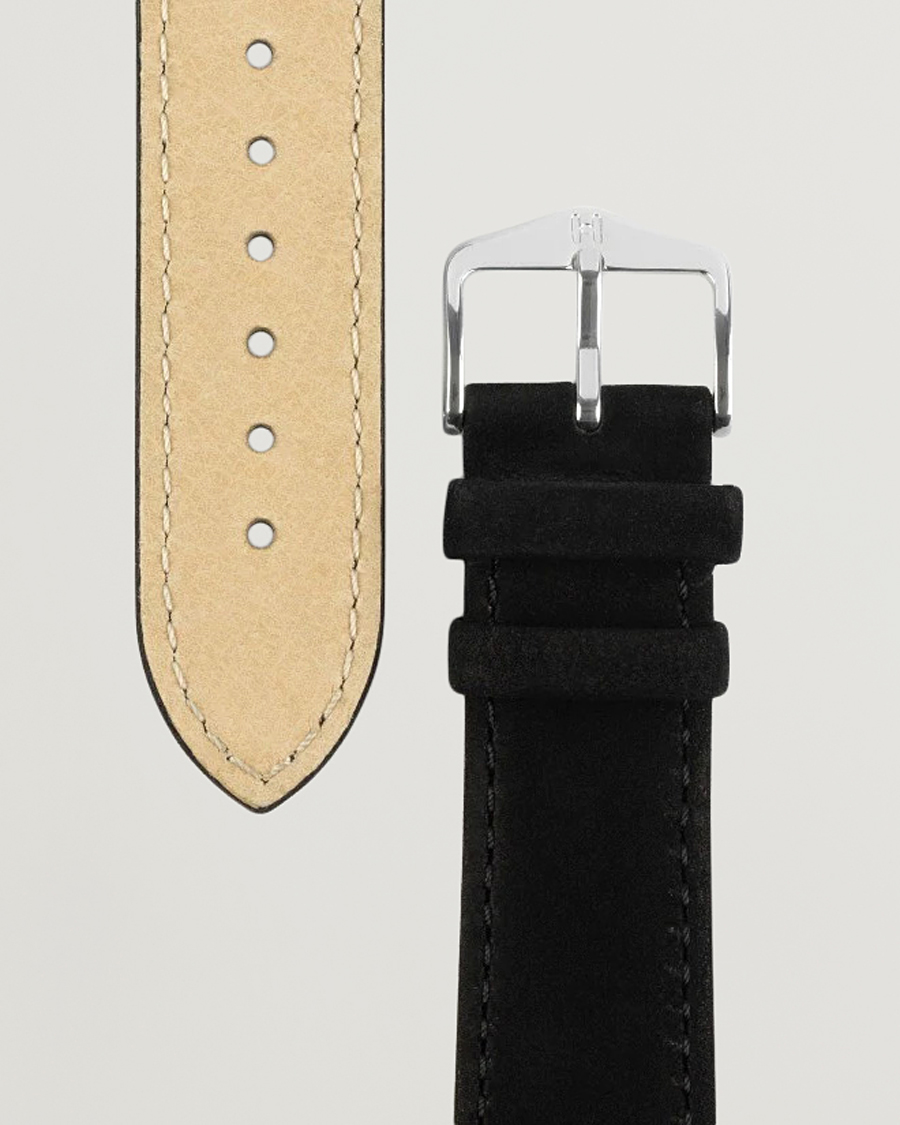 Herr | HIRSCH | HIRSCH | Osiris Calf Leather Nubuck Effect Watch Strap Black