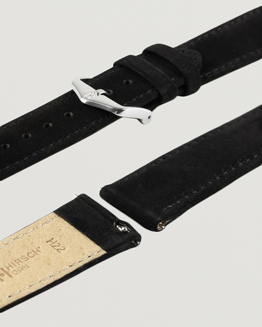 Herr | Klockarmband | HIRSCH | Osiris Calf Leather Nubuck Effect Watch Strap Black