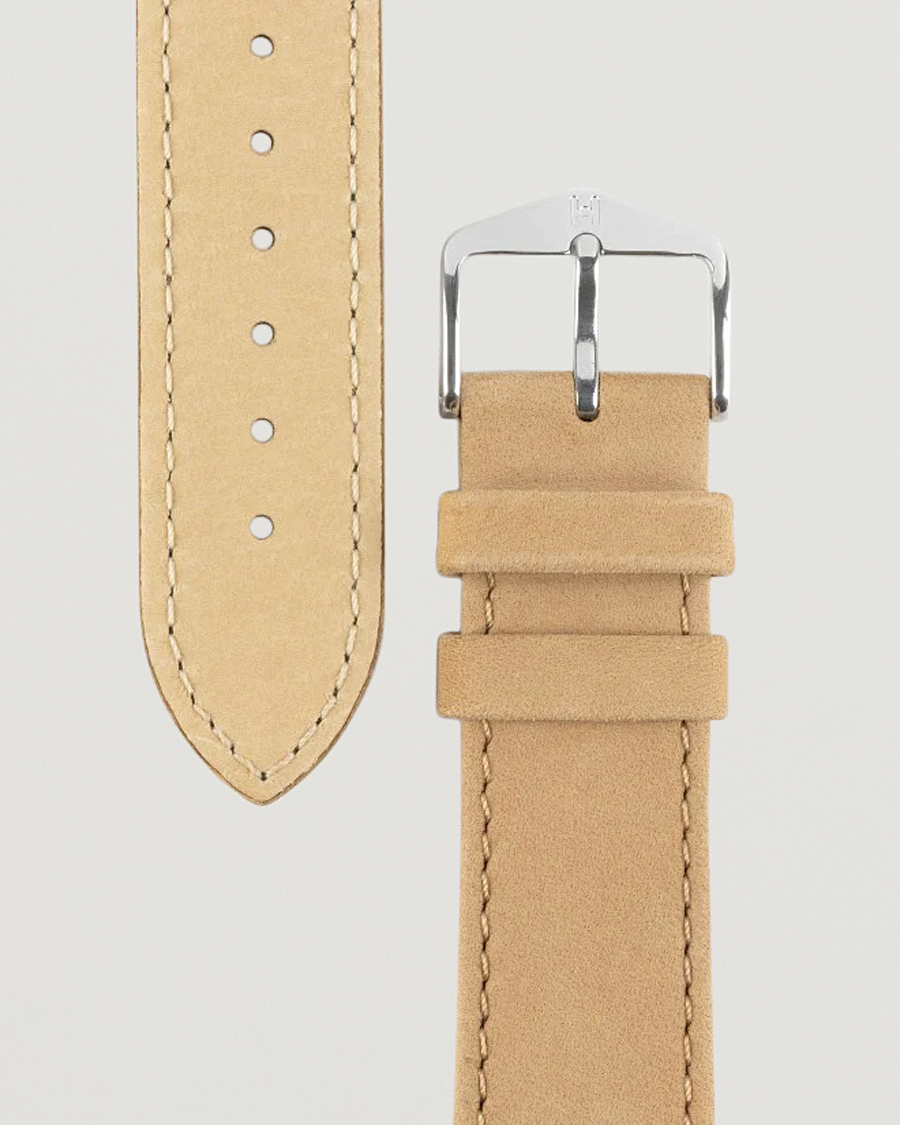 Herr | Klockarmband | HIRSCH | Osiris Calf Leather Nubuck Effect Watch Strap Beige