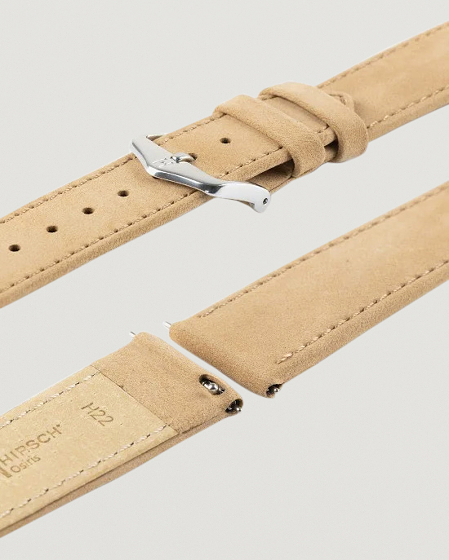 Herr | Klockarmband | HIRSCH | Osiris Calf Leather Nubuck Effect Watch Strap Beige