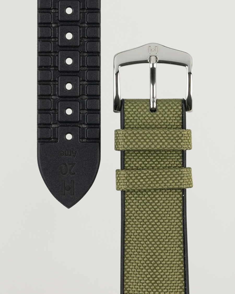 Herr | Klockarmband | HIRSCH | Arne Sailcloth Effect Performance Watch Strap Olive