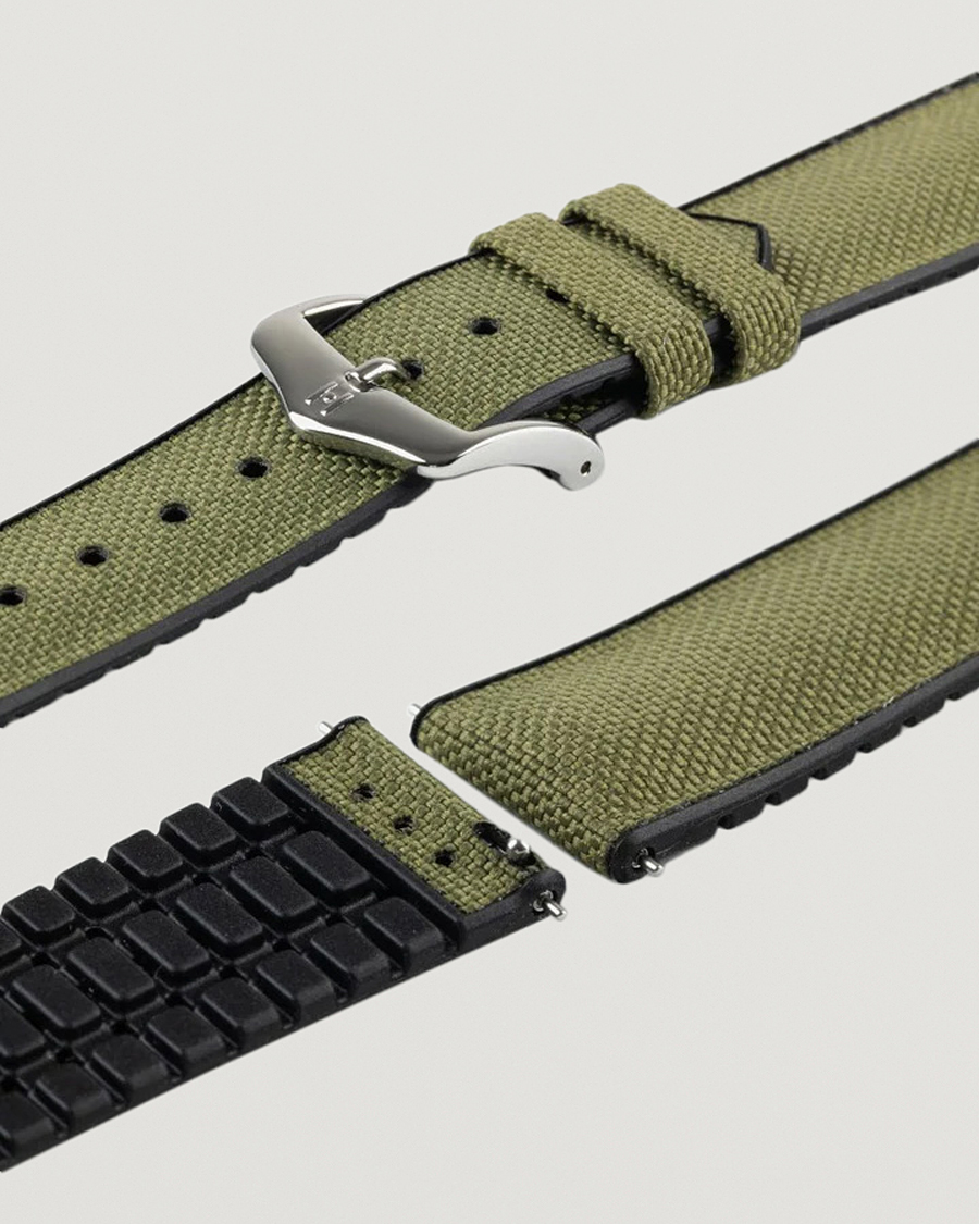 Herr | Klockarmband | HIRSCH | Arne Sailcloth Effect Performance Watch Strap Olive