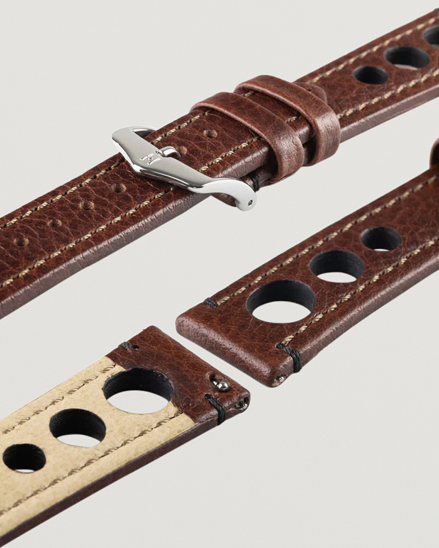 Herr | Klockarmband | HIRSCH | Rally Natural Leather Racing Watch Strap Brown