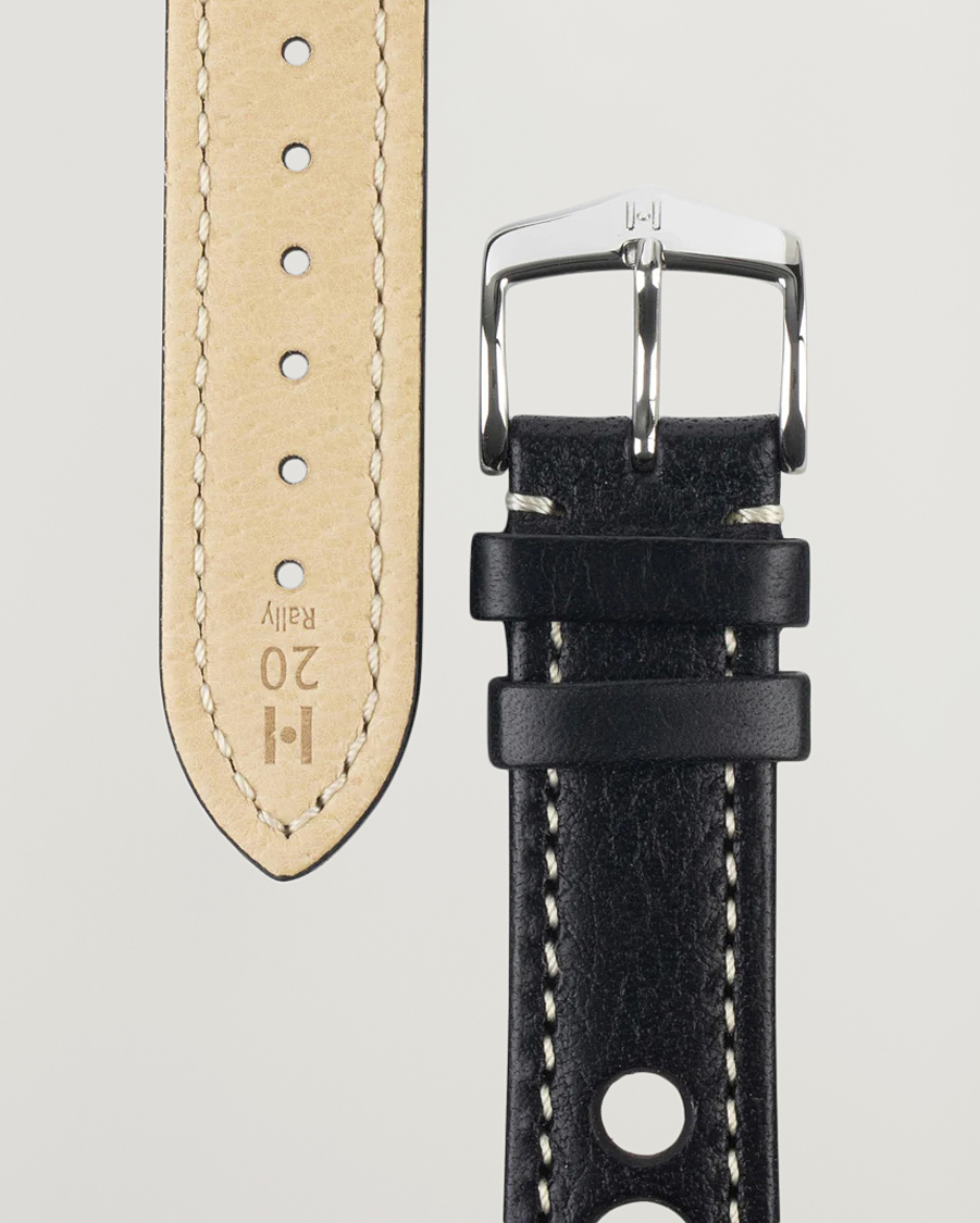 Herr | HIRSCH | HIRSCH | Rally Natural Leather Racing Watch Strap Black