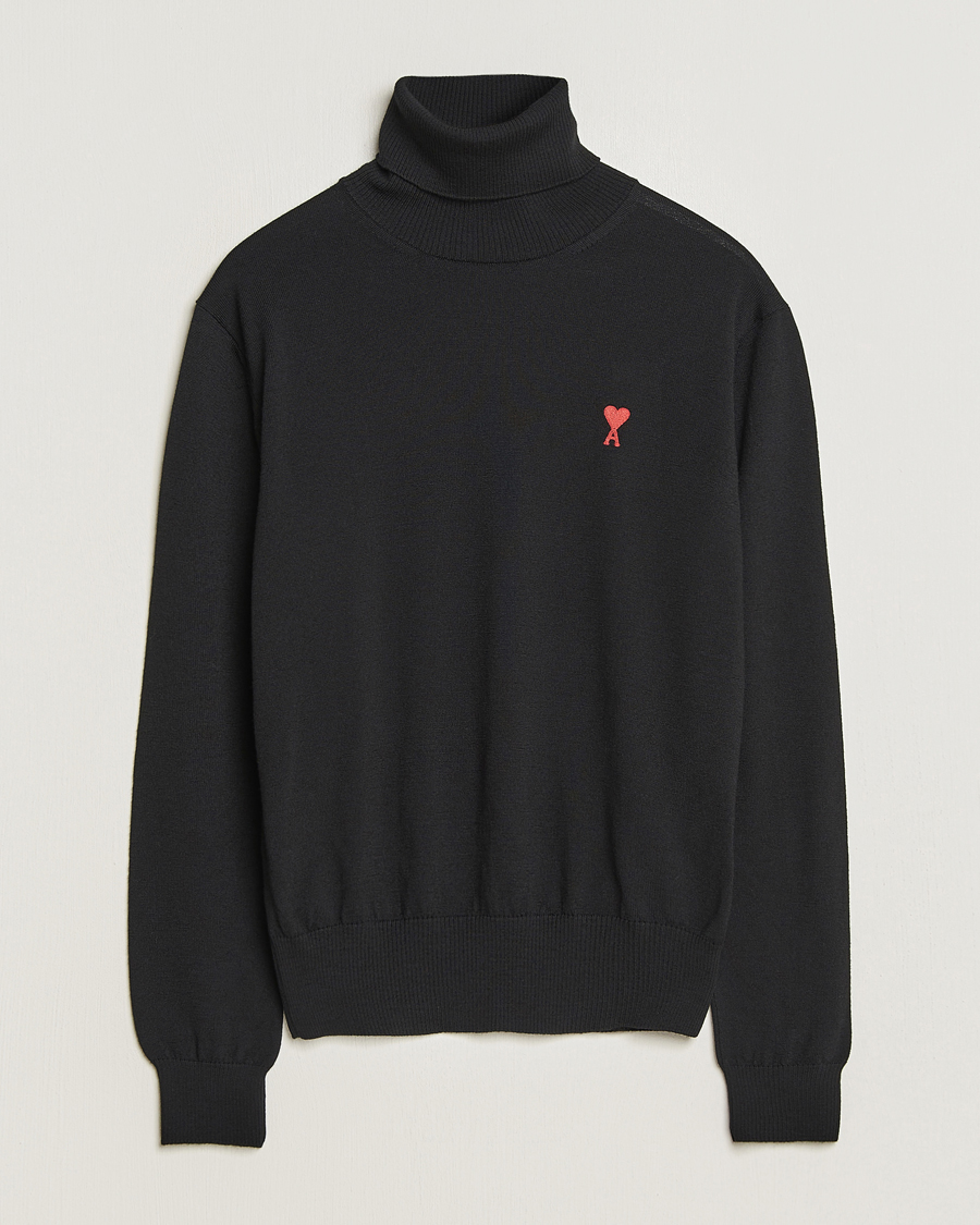 Herr | Tröjor | AMI | Heart Logo Wool Turtleneck Black