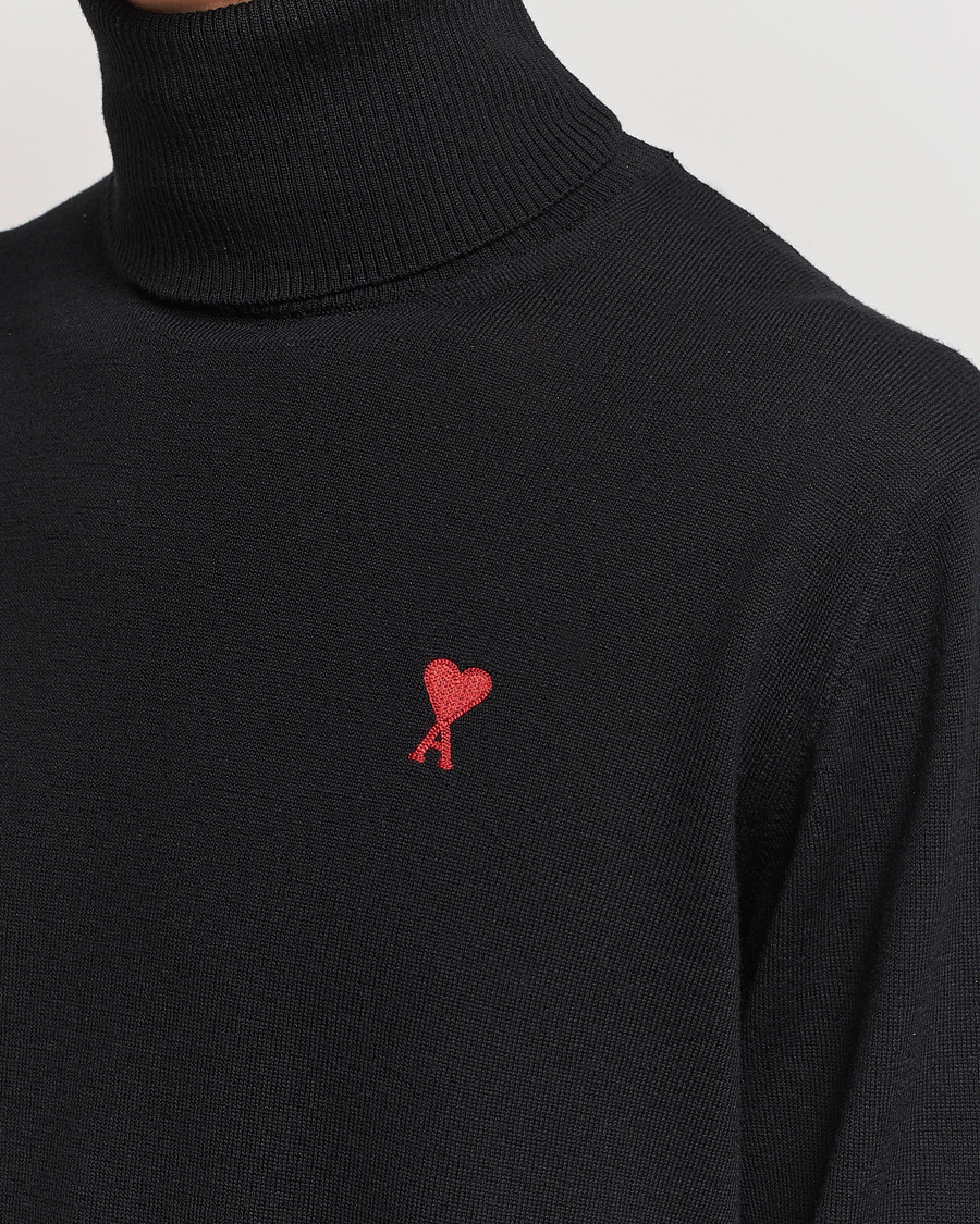 Herr | Tröjor | AMI | Heart Logo Wool Turtleneck Black