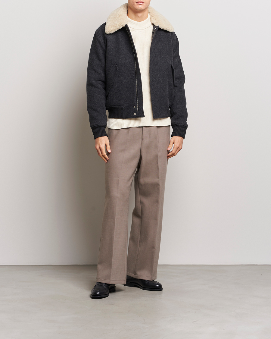 Herr | Jackor | AMI | Shearling Bomber Jacket Heather Grey