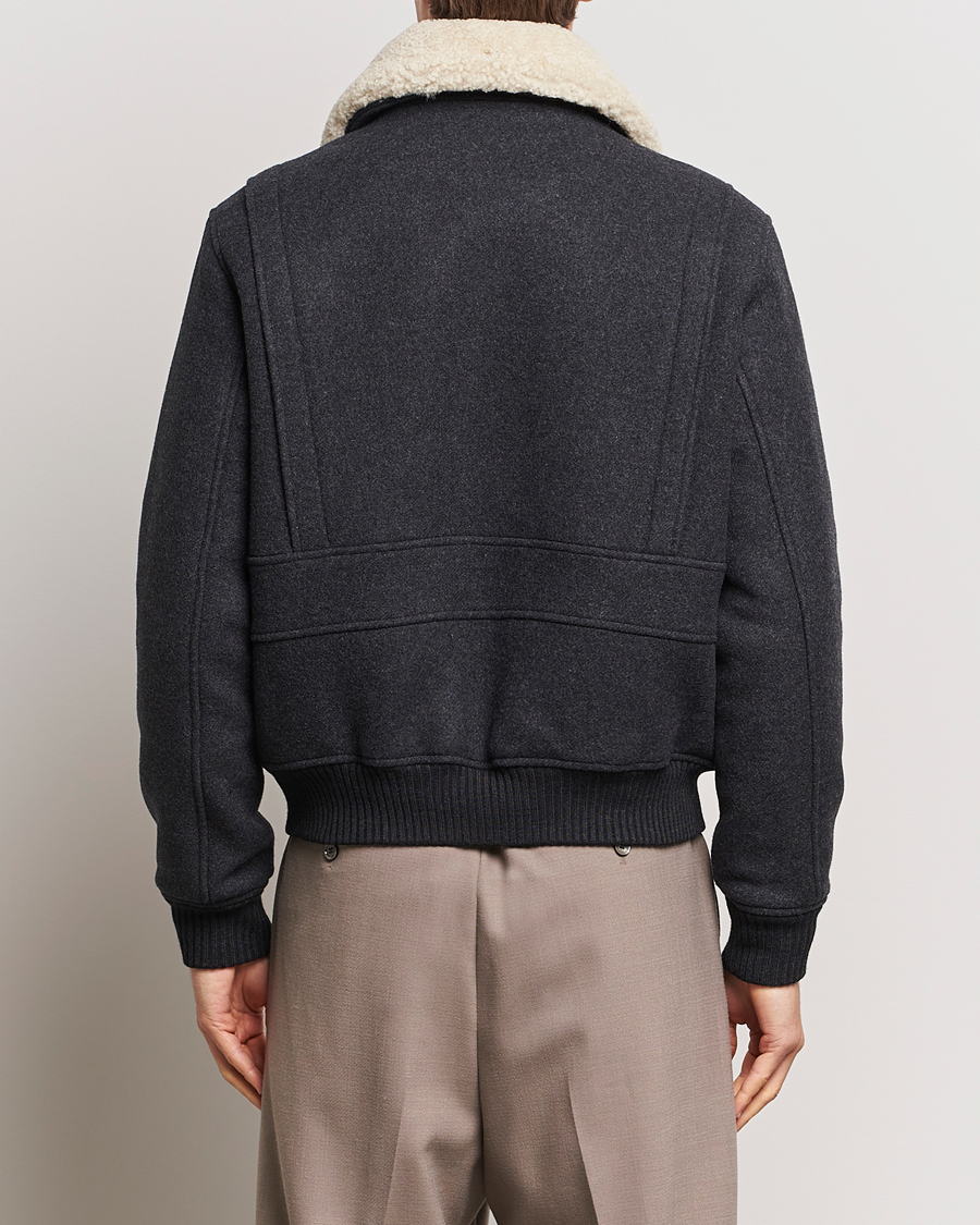 Herr | Jackor | AMI | Shearling Bomber Jacket Heather Grey