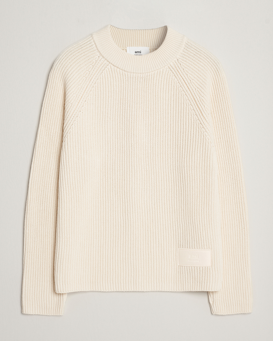 Herr | Tröjor | AMI | Heavy Knitted Crew Neck Ivory