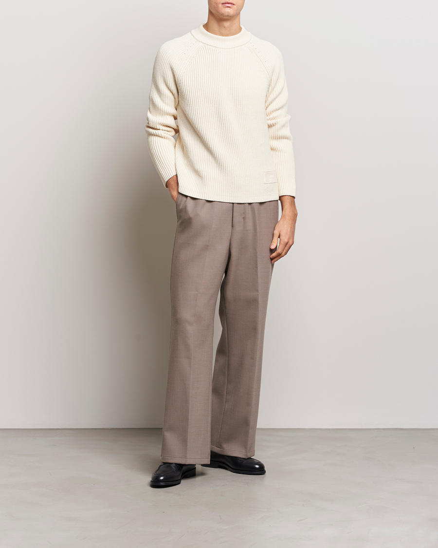 Herr | Tröjor | AMI | Heavy Knitted Crew Neck Ivory