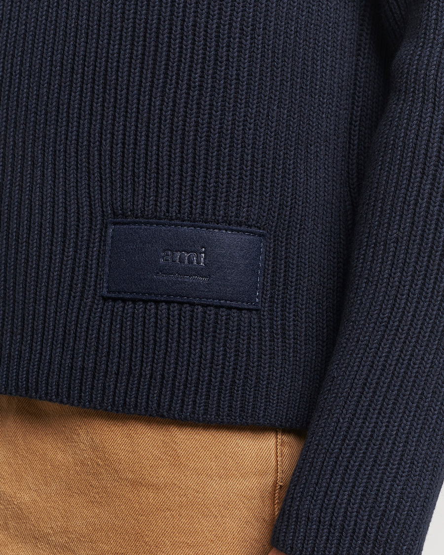 Herr | Tröjor | AMI | Heavy Knitted Crew Neck Night Blue