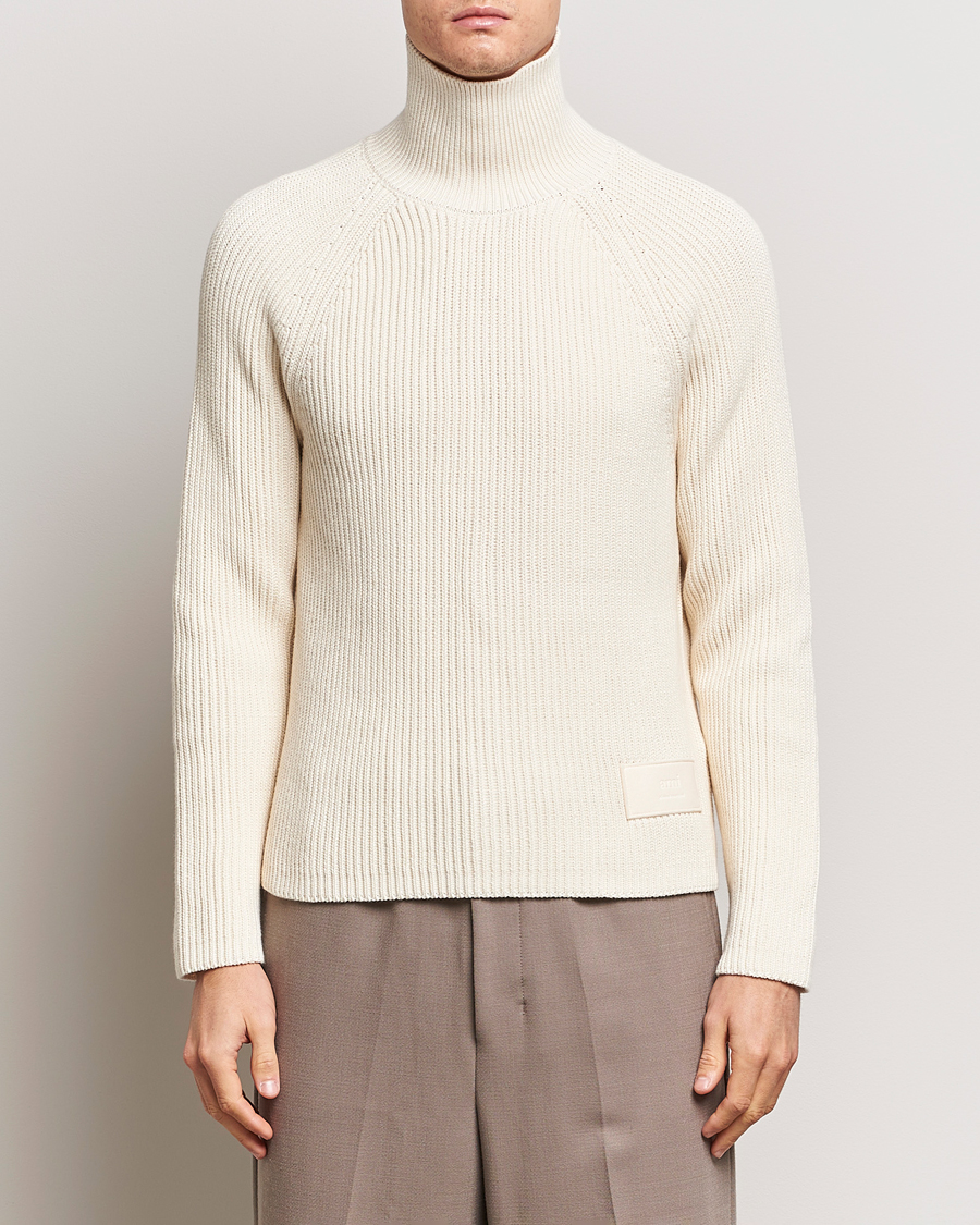 Herr | Tröjor | AMI | Heavy Knitted Turtleneck Ivory
