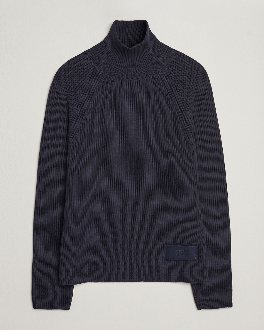 Herr | Tröjor | AMI | Heavy Knitted Turtleneck Night Blue