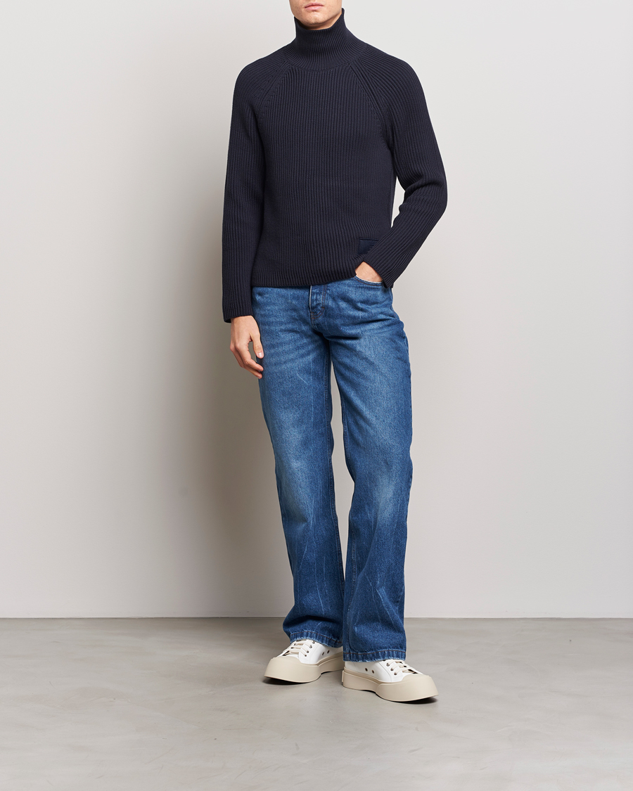 Herr | Tröjor | AMI | Heavy Knitted Turtleneck Night Blue