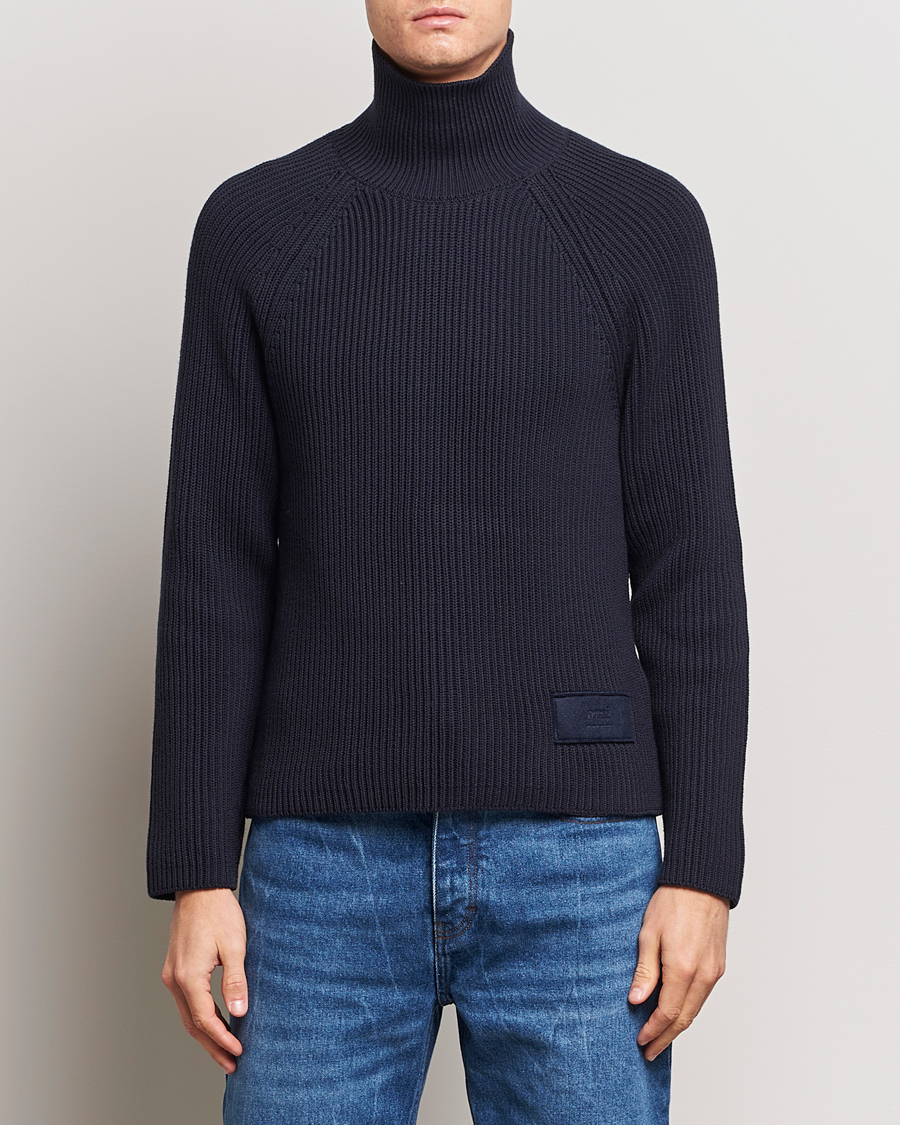 Herr | Tröjor | AMI | Heavy Knitted Turtleneck Night Blue