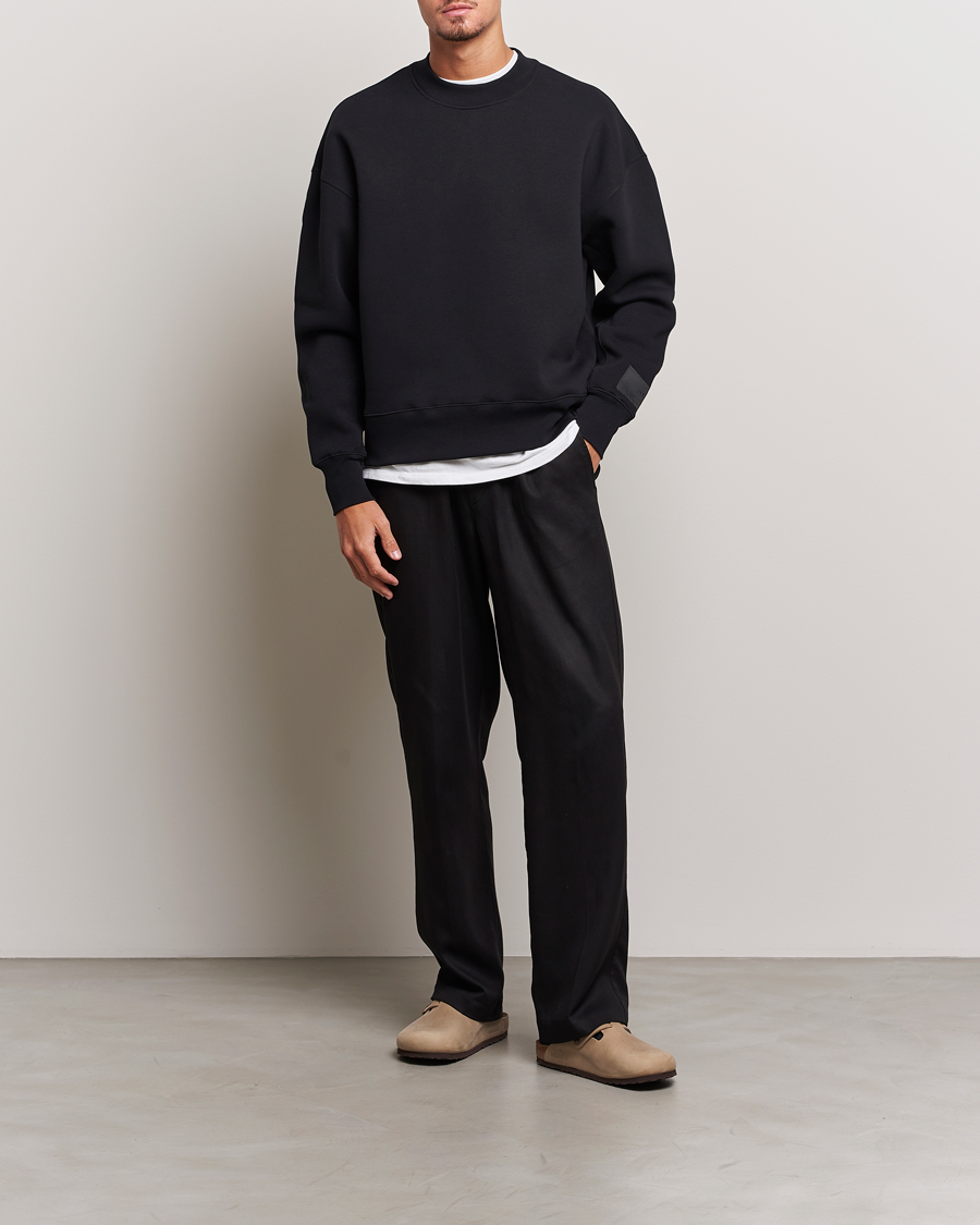Herr | Tröjor | AMI | Brushed Cotton Crew Neck Sweatshirt Black