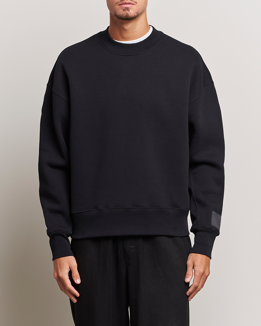 Herr | Tröjor | AMI | Brushed Cotton Crew Neck Sweatshirt Black