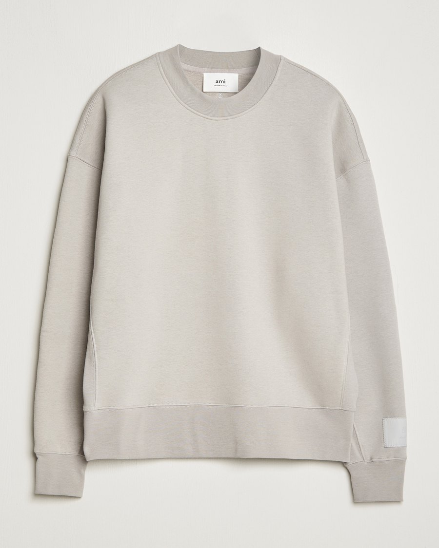 Herr | Tröjor | AMI | Brushed Cotton Crew Neck Sweatshirt Pearl Grey