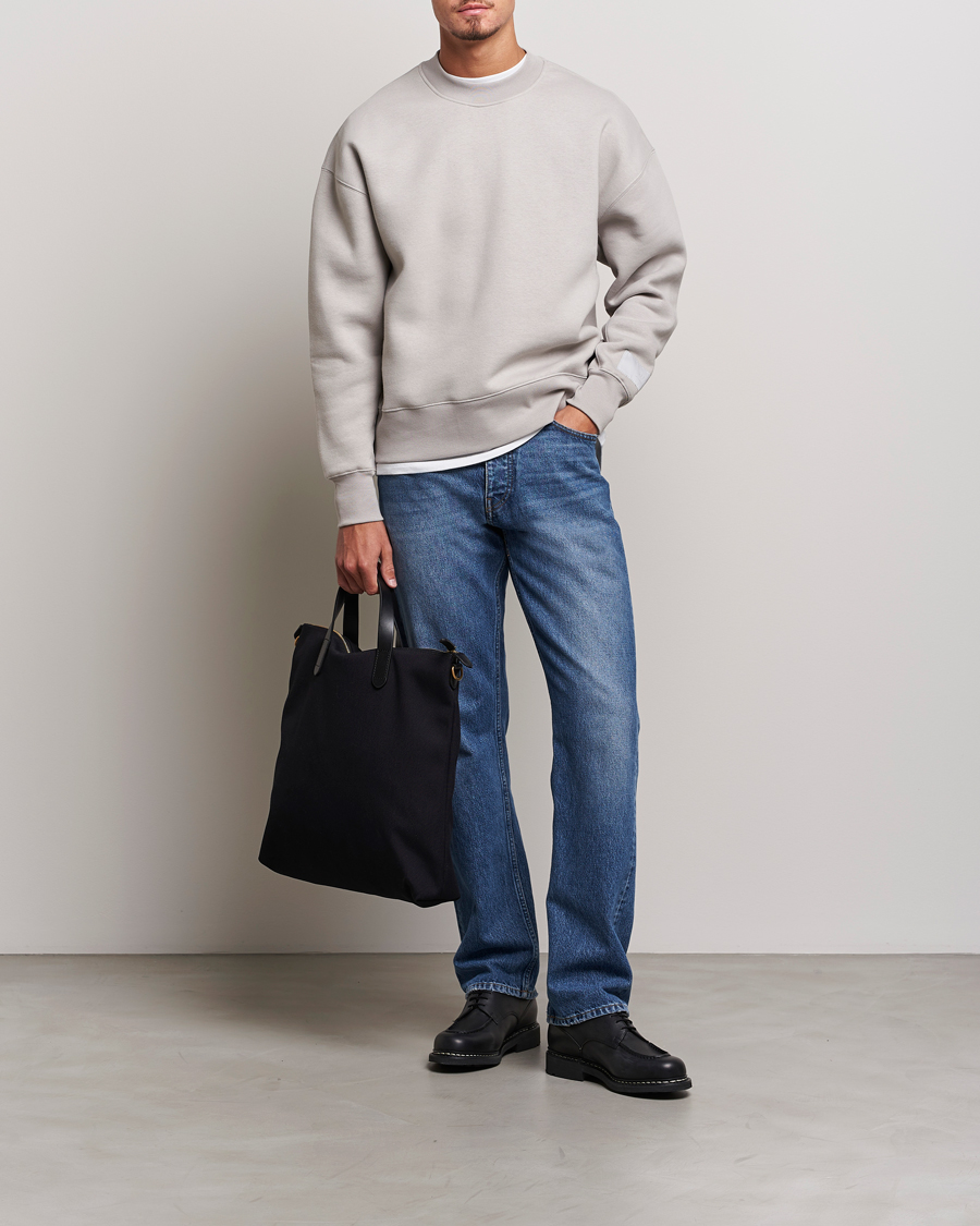 Herr | Tröjor | AMI | Brushed Cotton Crew Neck Sweatshirt Pearl Grey