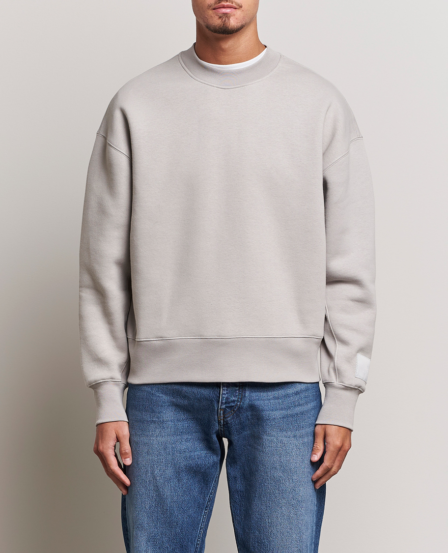 Herr | Tröjor | AMI | Brushed Cotton Crew Neck Sweatshirt Pearl Grey