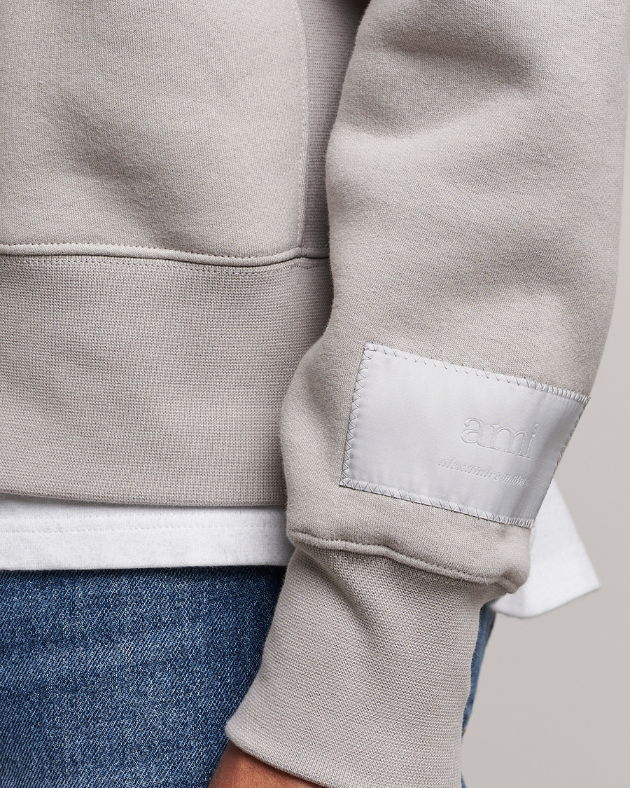 Herr | Tröjor | AMI | Brushed Cotton Crew Neck Sweatshirt Pearl Grey
