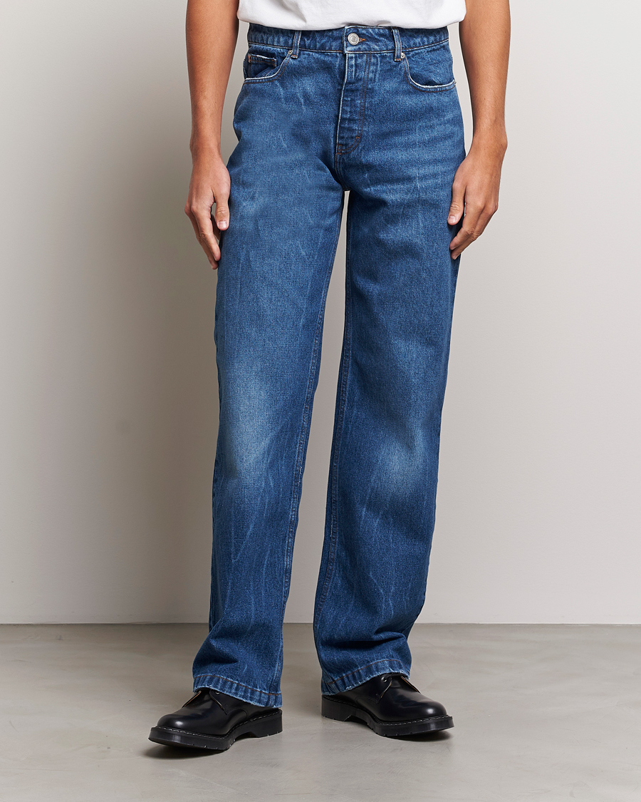 Herr | Blå jeans | AMI | Straight Fit Jeans Used Blue