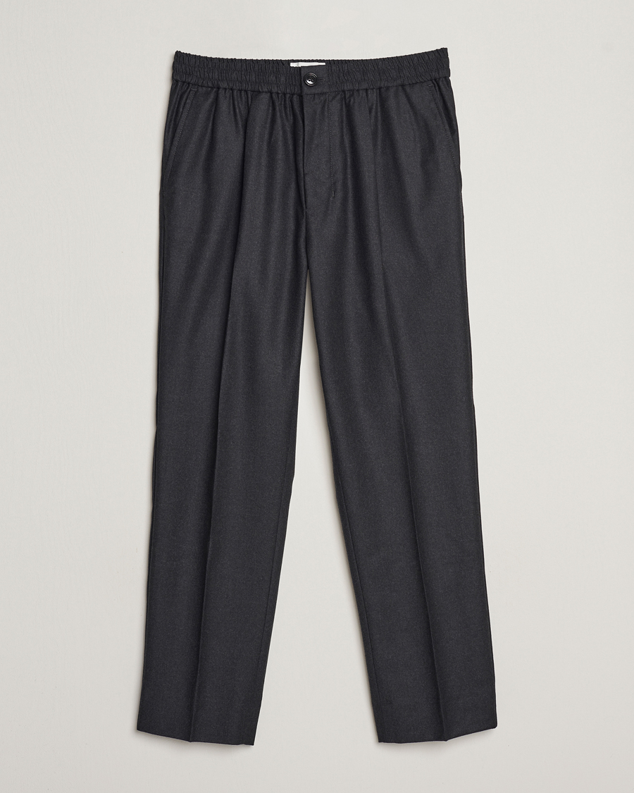 Herr | Byxor | AMI | Flannel Drawstring Trousers Heather Grey
