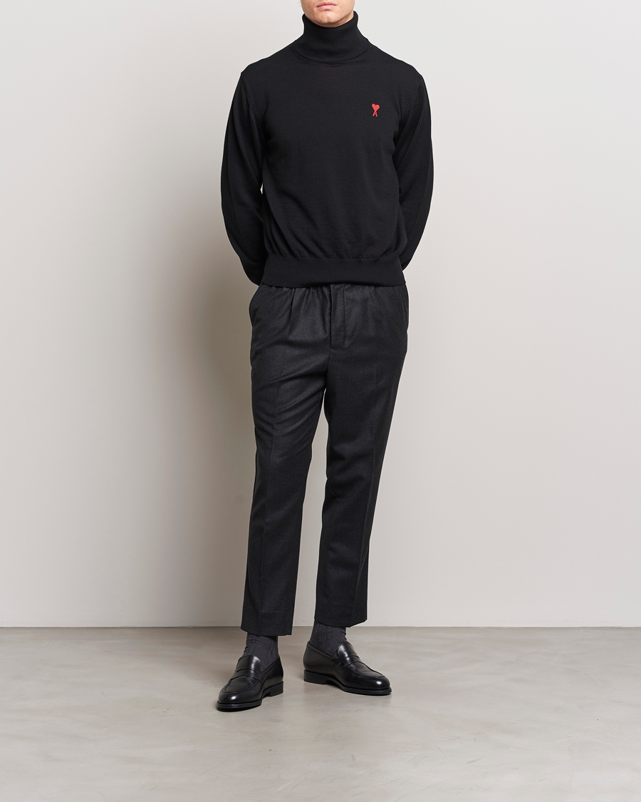 Herr | Byxor | AMI | Flannel Drawstring Trousers Heather Grey