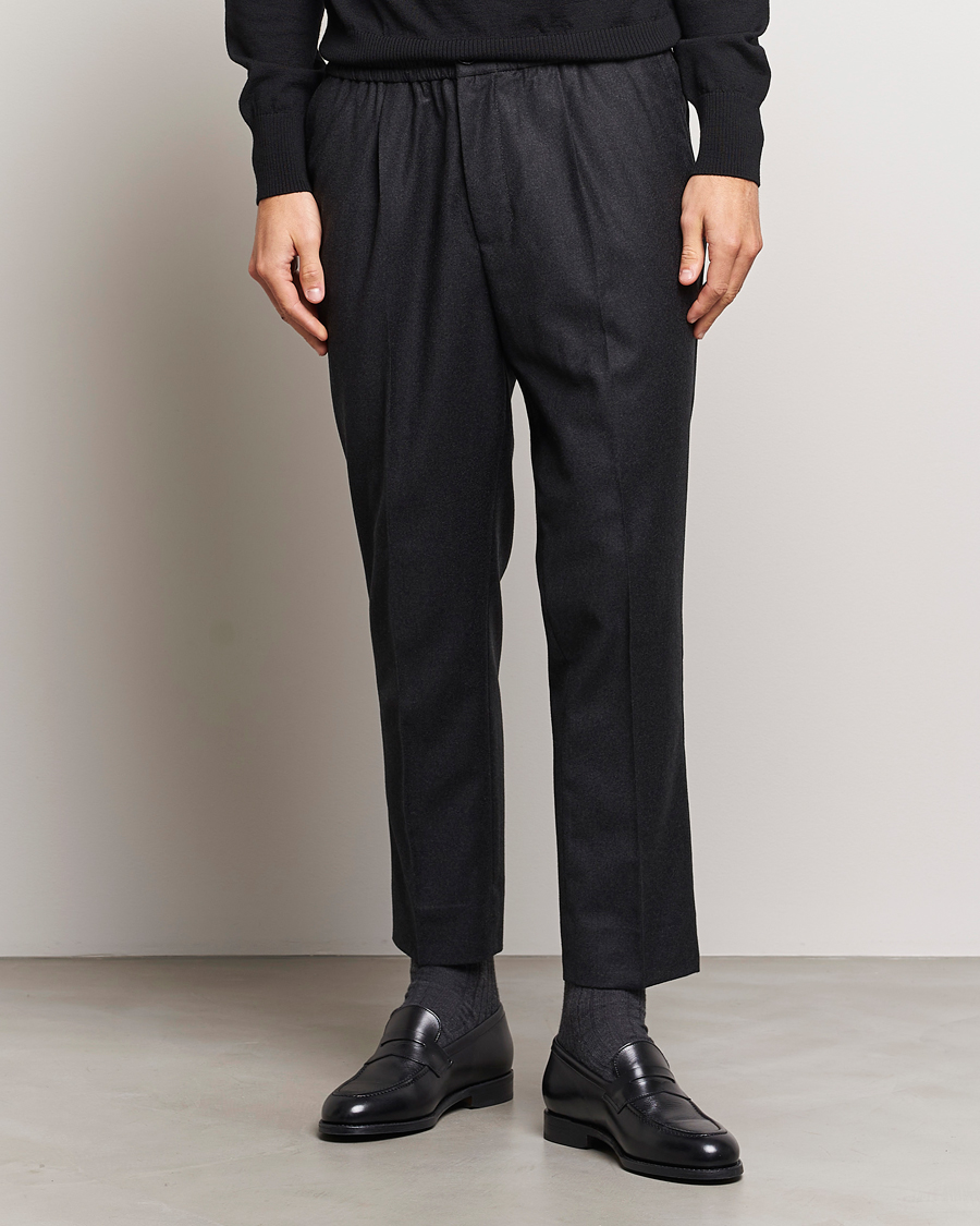 Herr | Byxor | AMI | Flannel Drawstring Trousers Heather Grey