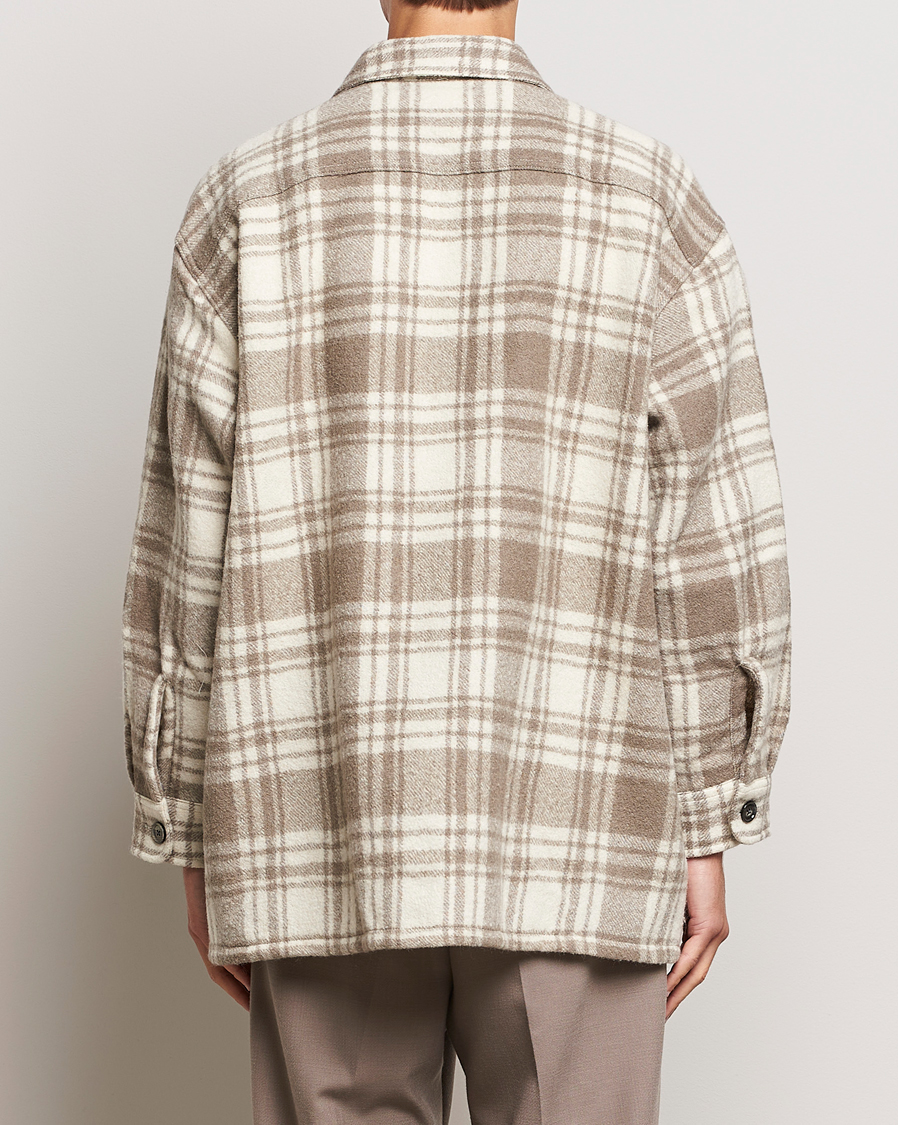 Herr | Skjortor | AMI | Wool Maxi Checked Overshirt Ivory/Clay