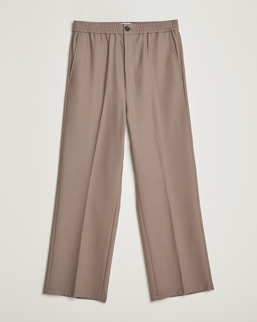 Herr | Byxor | AMI | Wool Drawstring Trousers Taupe