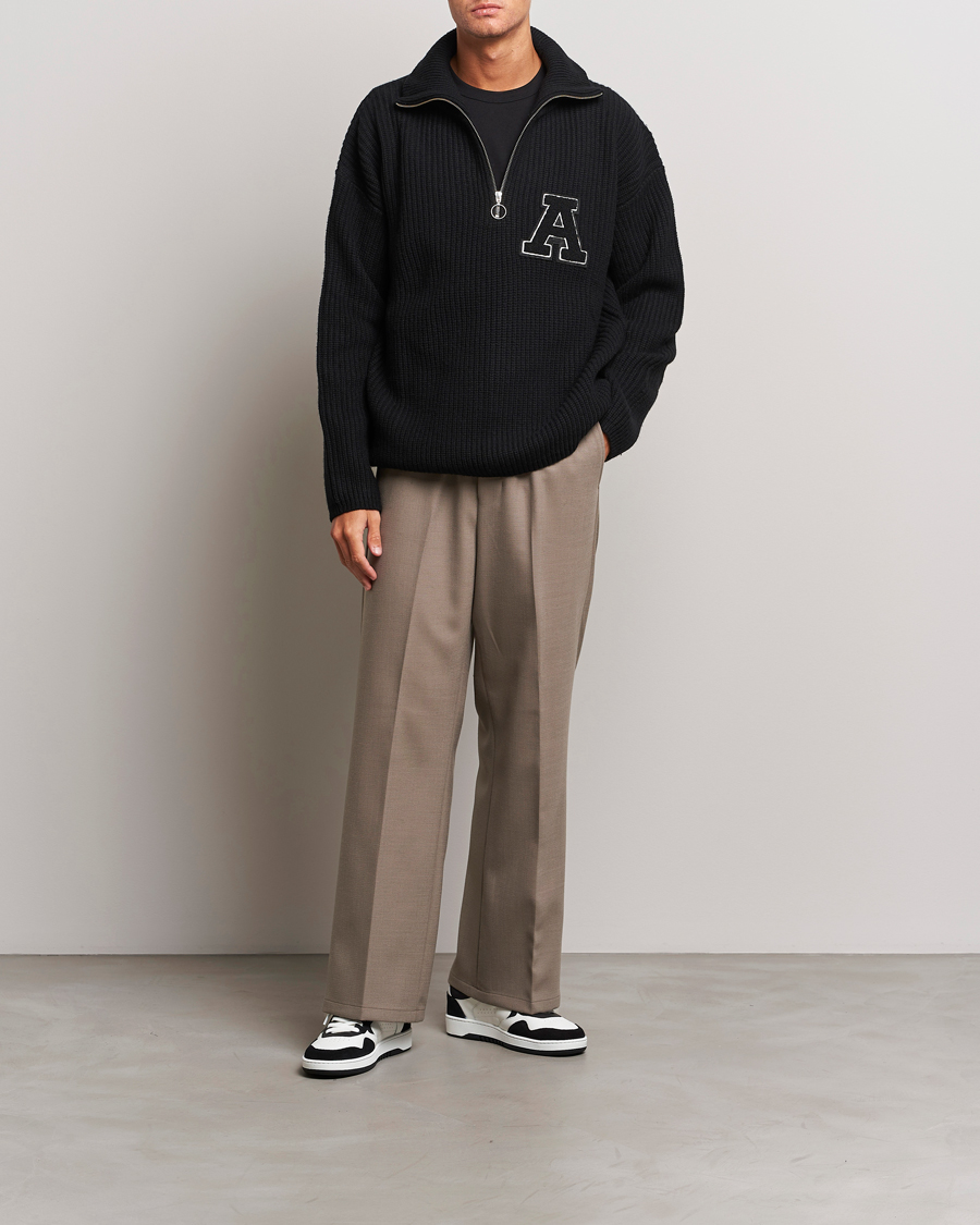 Herr | Byxor | AMI | Wool Drawstring Trousers Taupe