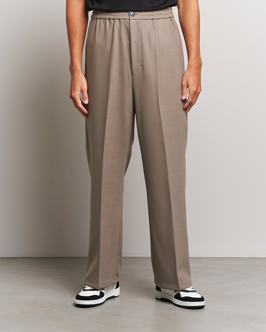 Herr | AMI | AMI | Wool Drawstring Trousers Taupe