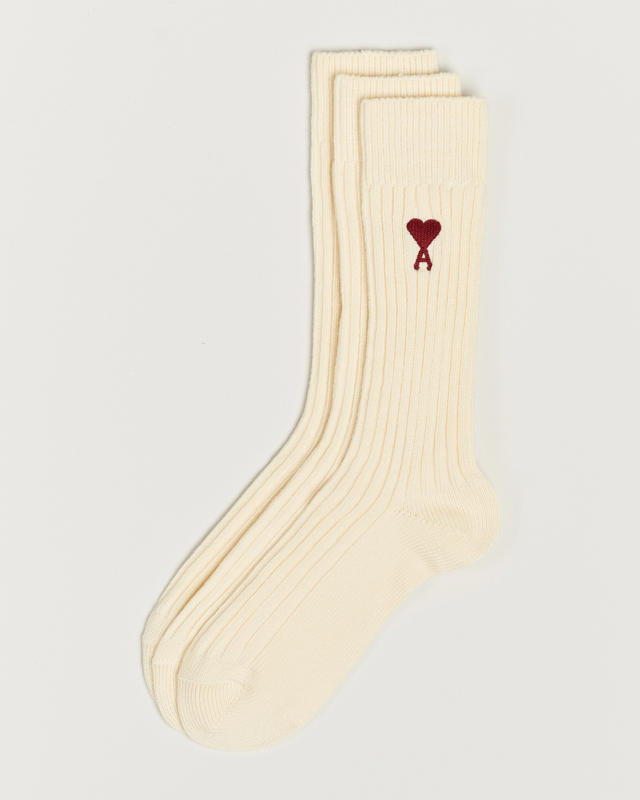 Herr | Underkläder | AMI | 3-Pack Heart Logo Socks Off White