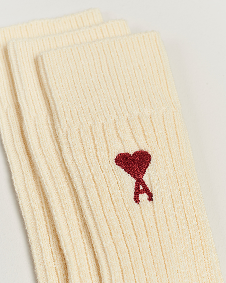 Herr | Strumpor | AMI | 3-Pack Heart Logo Socks Off White