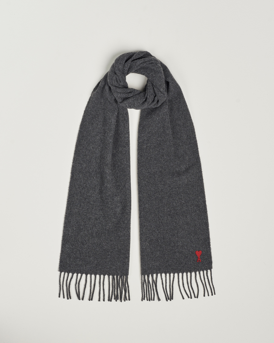Herr | AMI Heart Logo Scarf Dark Grey | AMI | Heart Logo Scarf Dark Grey