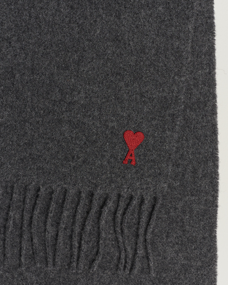 Herr | AMI Heart Logo Scarf Dark Grey | AMI | Heart Logo Scarf Dark Grey