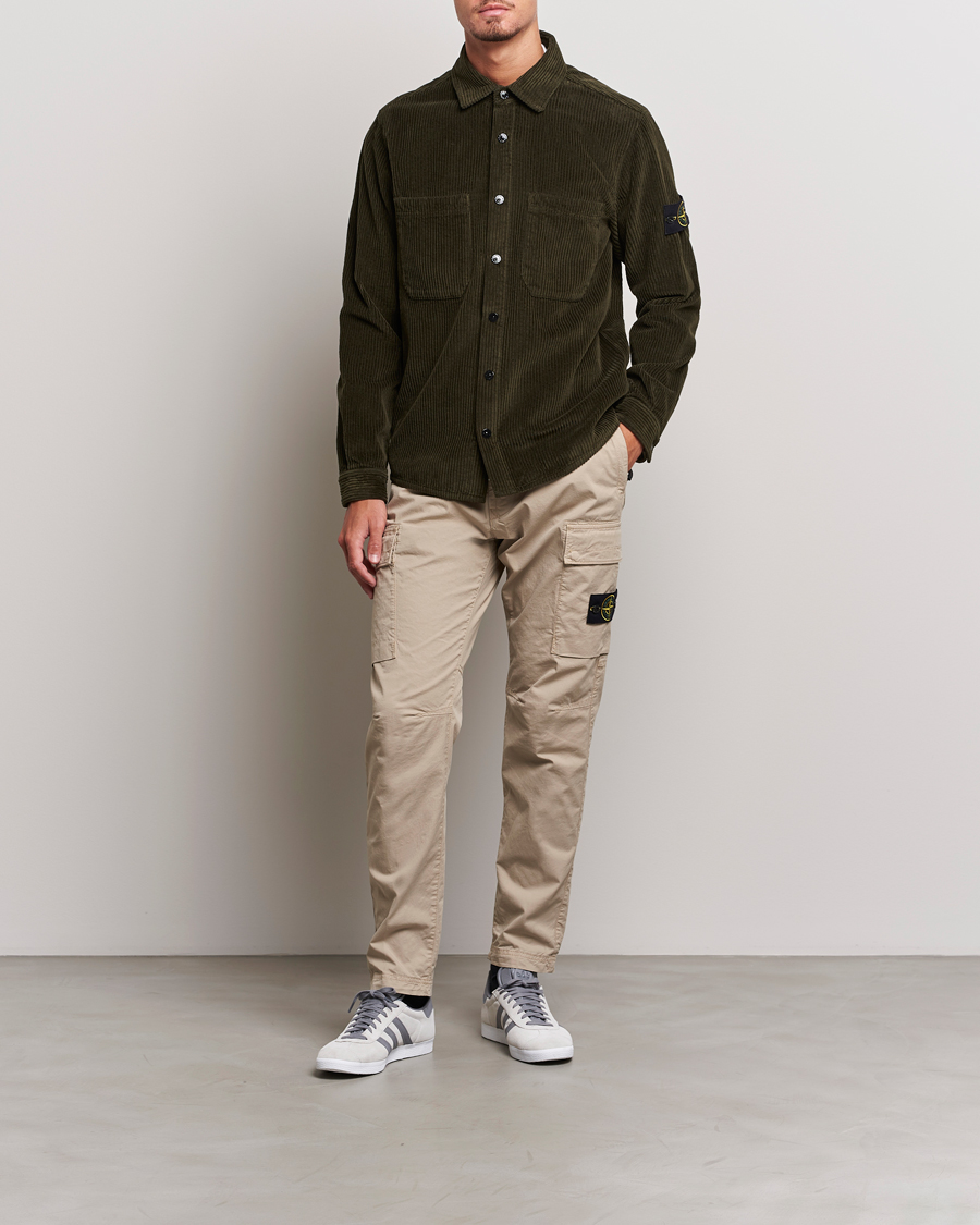 Herr | Skjortor | Stone Island | Garment Dyed Corduroy Overshirt Olive