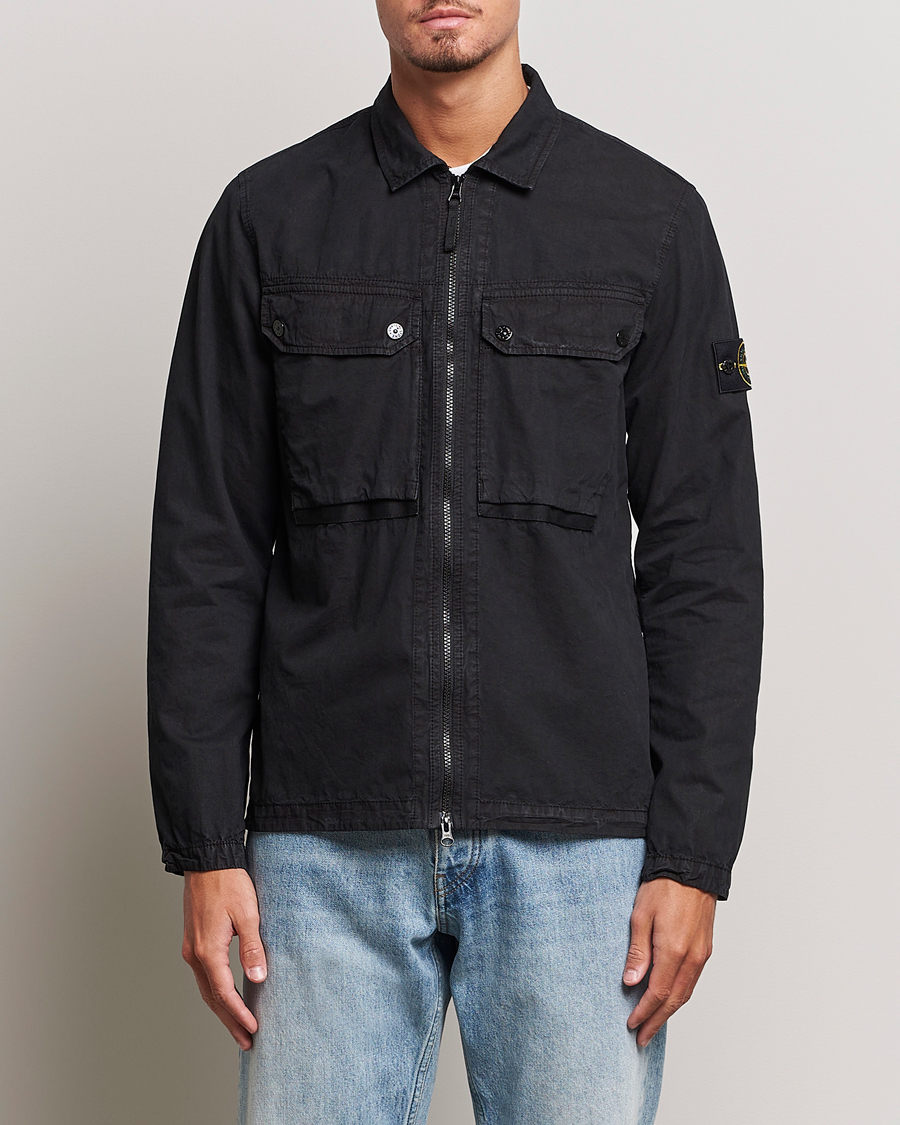 Herr | Skjortor | Stone Island | Garment Dyed Cotton Overshirt Black