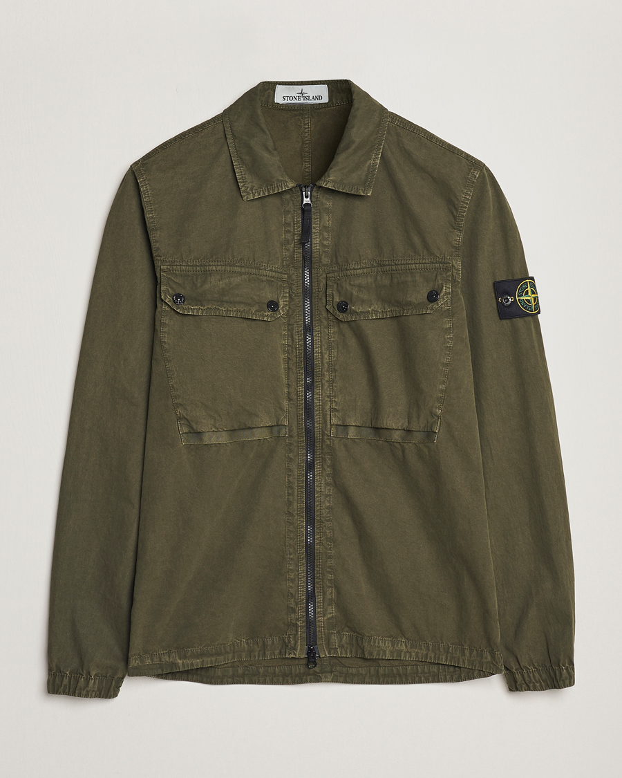 Herr | Skjortor | Stone Island | Garment Dyed Cotton Overshirt Olive