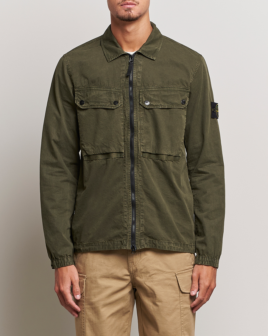 Herr | Skjortor | Stone Island | Garment Dyed Cotton Overshirt Olive
